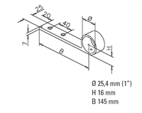 Gelænder beslag, Ø 25,4 mm (1 tomme) Rustfrit stål model : 105